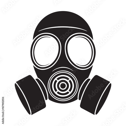 Gas mask vector. Gas mask icon sign vector illustration design. Vector black silhouette. with white background