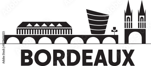 Bordeaux Cityscape Silhouette Vector Illustration France Landmark Architecture Skyline Design
