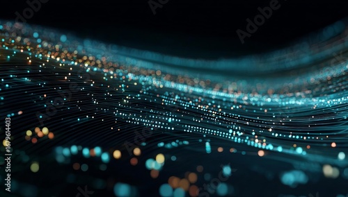 An abstract representation of colorful digital connections flowing gracefully across a dark backdrop