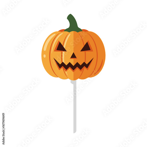 Halloween Pumpkin Lollipop with Jack O Lantern Face on Stick, Festive Treat