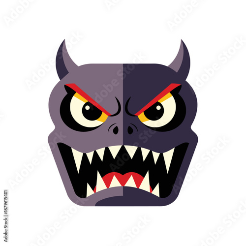 Ferocious Demon Face Halloween Illustration