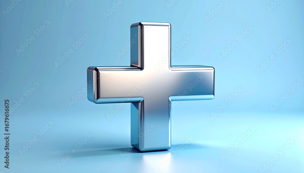 Fototapeta premium Metallic plus sign