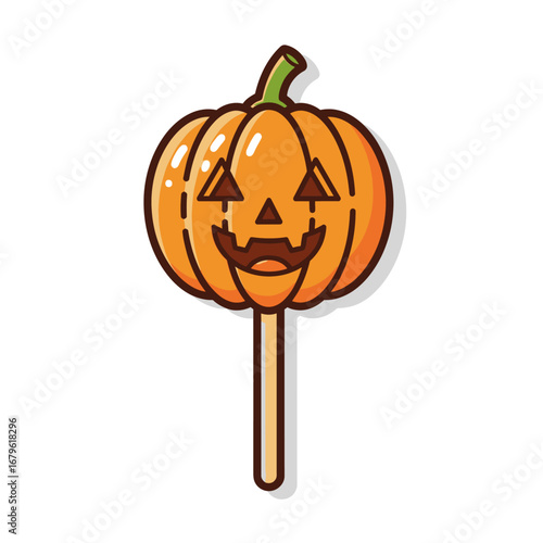 Cheerful Jack-o'-lantern Lollipop A Sweet and Spooky Halloween Treat