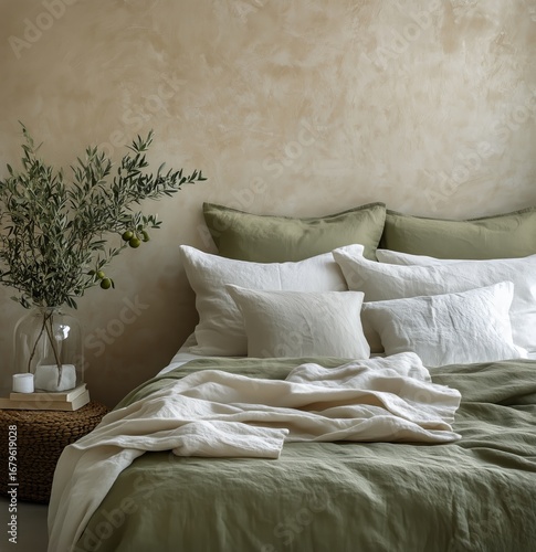 Cozy and Inviting Bedroom Featuring Natural Textures and Earthy Tones.