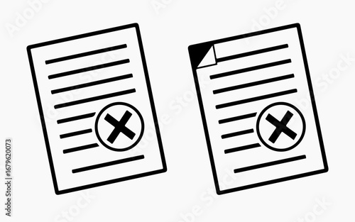 Two documents with rejected marks and torn corner