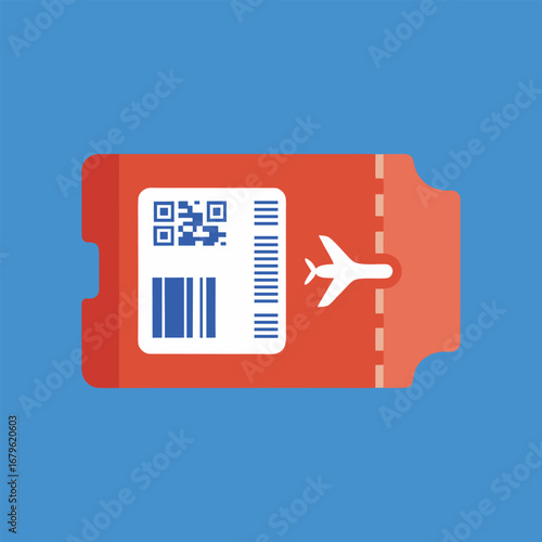 Airline Ticket QR Code Vector Illustration