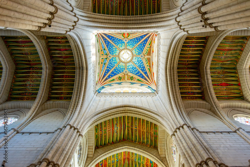Decorated ceiling of La Almudena (Madrid Royal Cathedral), Spain