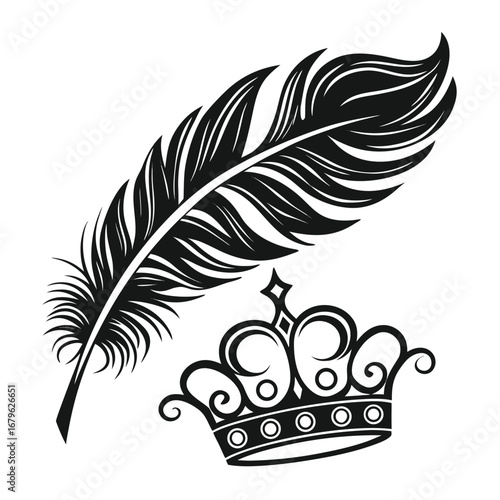 Phoenix feather glowing above spiral crown silhouette