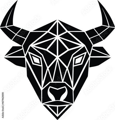 a bull head logo made from a square and triangle s.eps