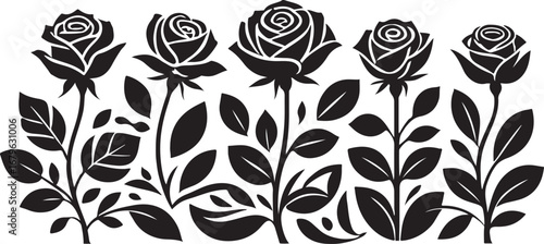 Elegant Black and White Rose Flower Arrangement Floral Design Illustration for Prints and Digital Projects