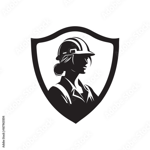 construction worker vector silhouette clip art logo design illustration. construction tools with worker icon set collections