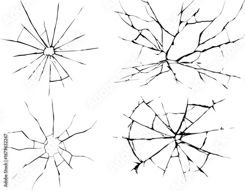 Broken transparent glass vector template for a design background. cracked and distressed dry ground, featuring jagged, organic fissures and subtle granular details against a stark white background.