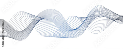 Abstract wire gradient mesh. Vector illustration rolling hills. Network structure surface checkered background sport lines border. Wave with lines created using blend tool. Abstract frequency sound.