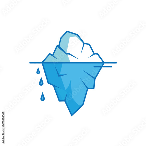 Iceberg Floating Calmly in the Ocean with Visible Upper and Lower Portions Illustrated Nicely