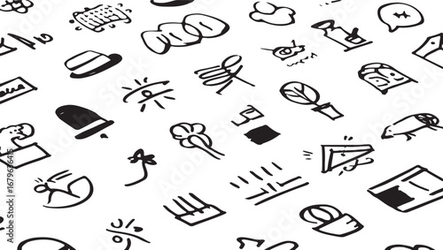 Doodle Sketch Seamless Pattern with Hand Drawn Elements Vector Background Creative Black and White Design Graphic Art Abstract Illustrations for Creative Projects