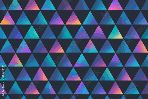 Colorful geometric triangle pattern on a dark background creating a modern and vibrant visual experience in digital design