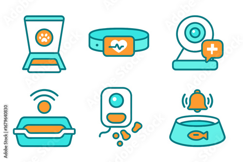 Digital pet care devices showcasing innovative technology for monitoring and feeding animals in modern homes