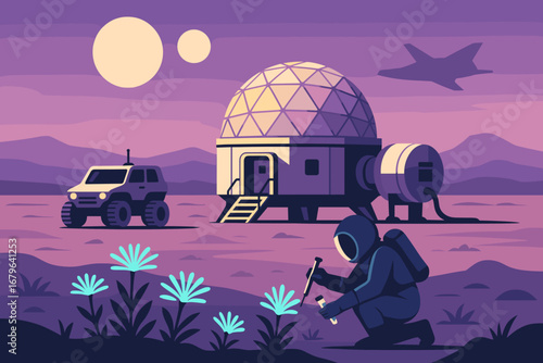 Exploring extraterrestrial life and habitats on a distant planet during twilight