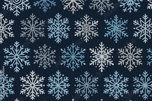 Snowflakes create a beautiful winter pattern on a dark background highlighting the essence of the season's charm