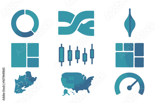 Visual representation of data analysis elements in a modern design on a clean background