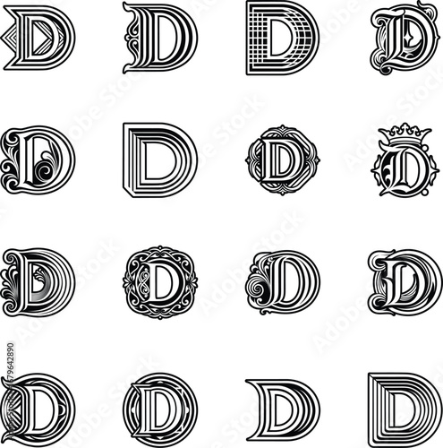 Collection of D Monogram Glpyh Icons 


