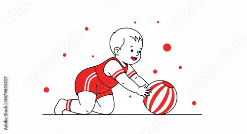 Joyful Infant Playing With a Ball, Discovering the Wonders of Childhood