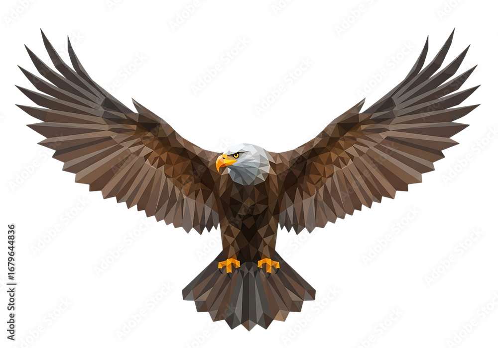 Obraz premium Bald Eagle Soaring with Wings Spread on transparent background
