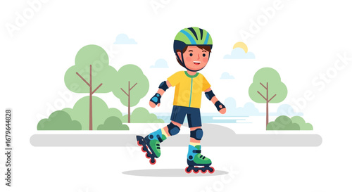 Joyful Rollerblading Adventure Illustration Depicting Fun, Sport, And Modern Lifestyle