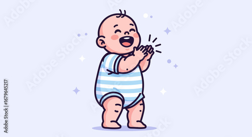 Joyful Toddler Clapping Hands: An Adorable Cartoon Depicting Pure Childlike Delight