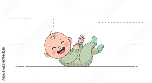 Joyful Toddler Displaying Glee and Delight Lying on the Floor in Playful Style