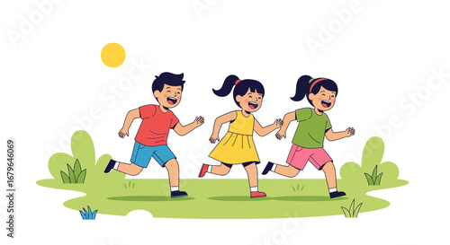 Joyful Children Experiencing The Delight Of Playing Together On A Sunny Day