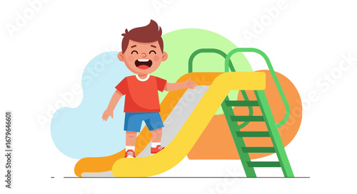 Joyful Youth Enjoying Outdoor Amusement On A Bright Play Structure