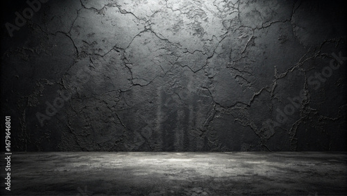 Dark grunge wall texture with distressed concrete floor design