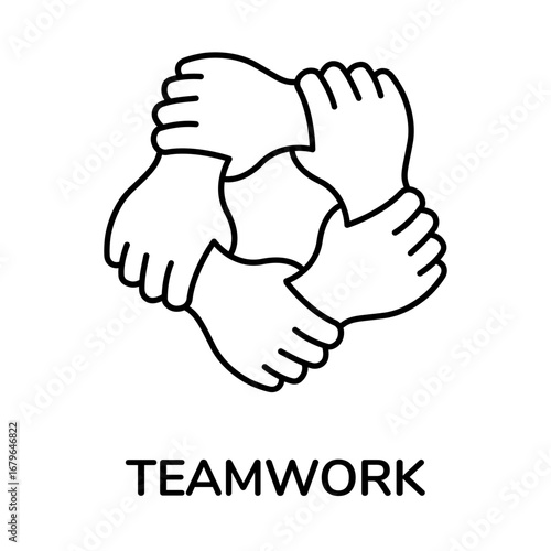 Teamwork Icon Vector Partnership, Collaboration, Business, Group, People with editable stroke.