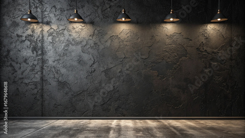 Dark black wall texture with rough concrete background for grunge design