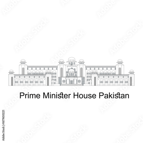 Prime Minister House, Pakistan: Architectural Line Drawing