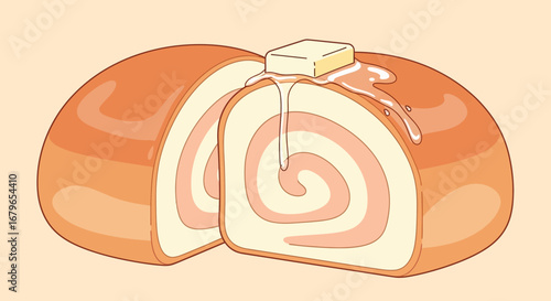 Illustrative Pastel Swirled Dessert with Melting Butter and a Delightful Aesthetic