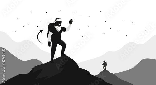 Illustrative Mountain Climbing Adventure Depicting Overcoming Challenges and Reaching New Heights
