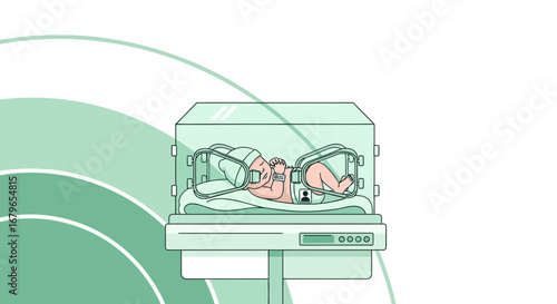 Infant Care Chamber Depiction Illustrating Neonatal Health And Medical Treatment