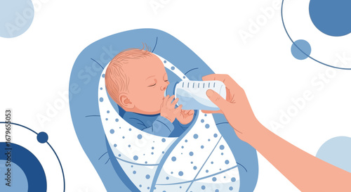 Infant Sleeping Peacefully and Being Fed Formula, A Picture Showing The Bond Of Care