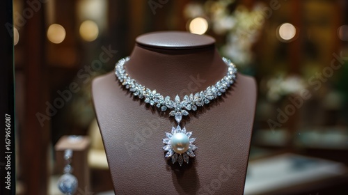 Elegant diamond necklace display