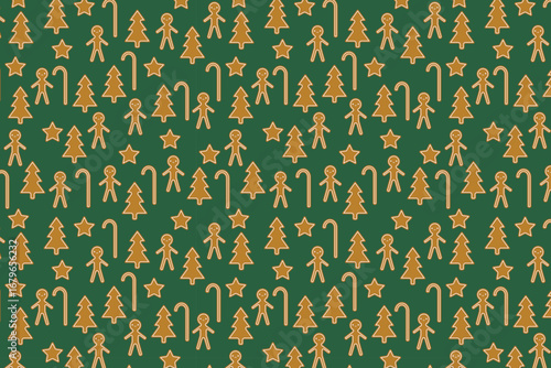 Christmas Cookies Pattern swatch available in swatches panel, Festive Gingerbread Trees Stars Candy Canes