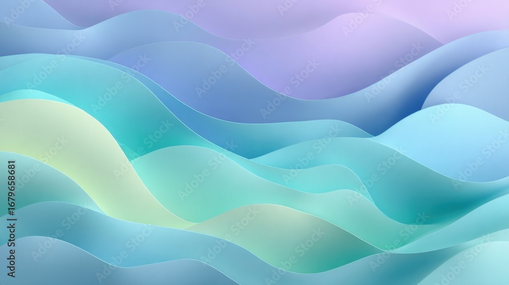 Fototapeta premium Soft Pastel Waves in Flowing Motion with Gentle Gradient Effects