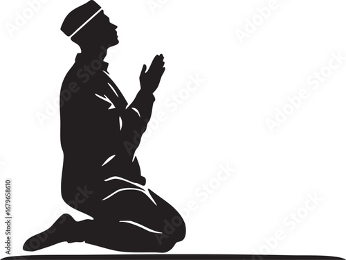 Devotion Silhouette: Man Kneeling in Prayer
