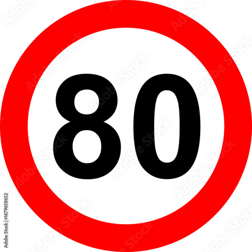 Speed Limit 80 km Sign