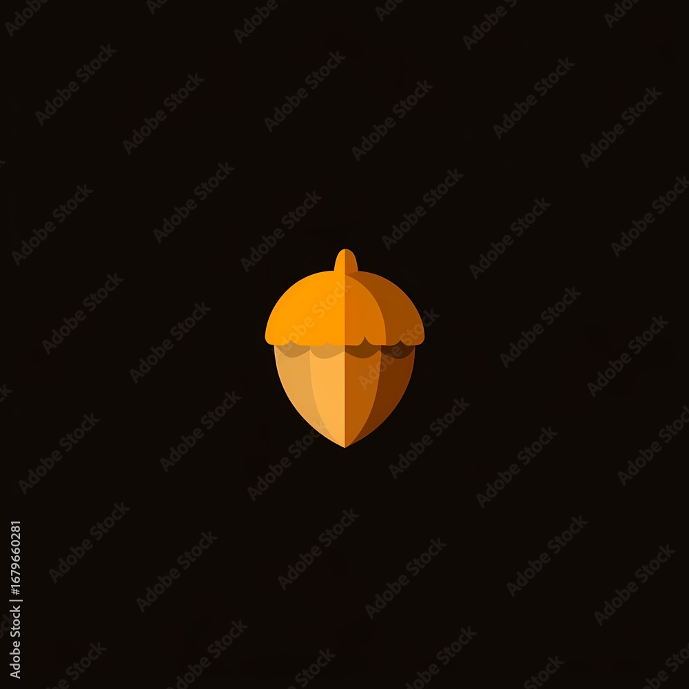 Obraz premium Bright orange acorn floating against a dark background in a minimalistic style Generative AI