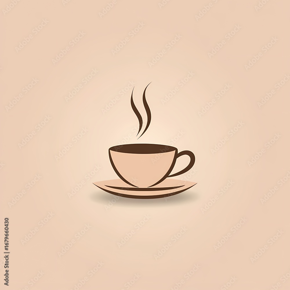 Obraz premium Warm cup of coffee on saucer with steam rising in a simple design Generative AI