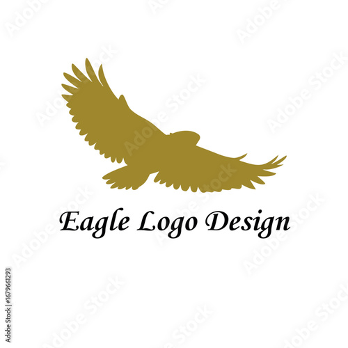 Golden Eagle Silhouette with Wide Wings Spread