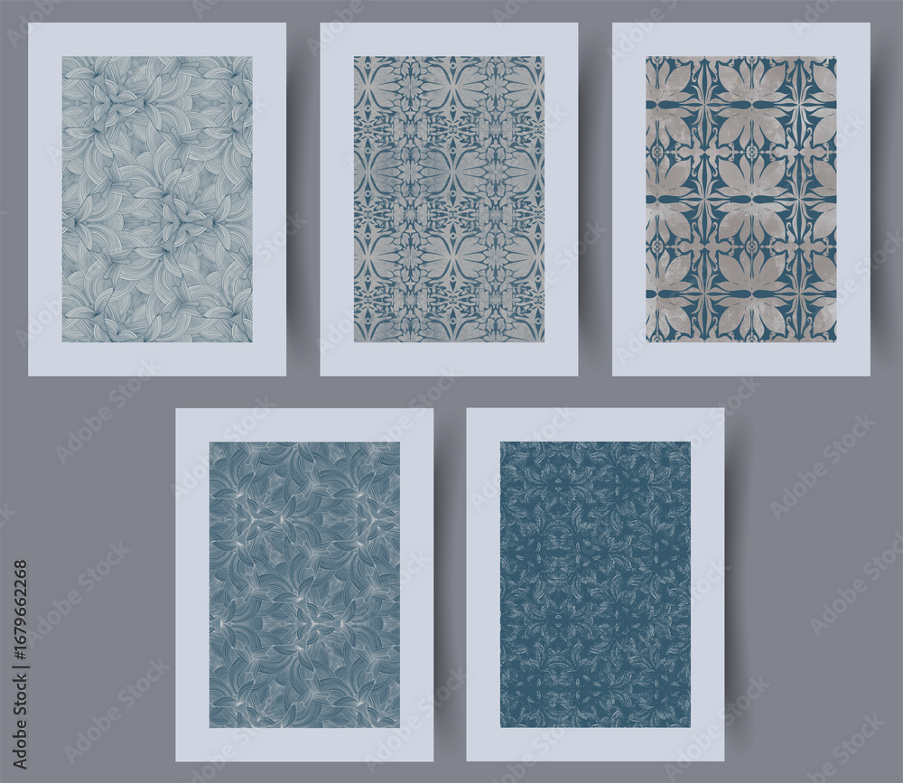 Fototapeta premium Explore Our Collection of Elegant Floral Patterns Beautifully Designed in Shades of Blue