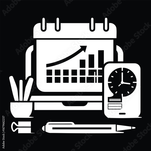 Black and White Calendar Icon Vector